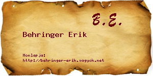 Behringer Erik névjegykártya